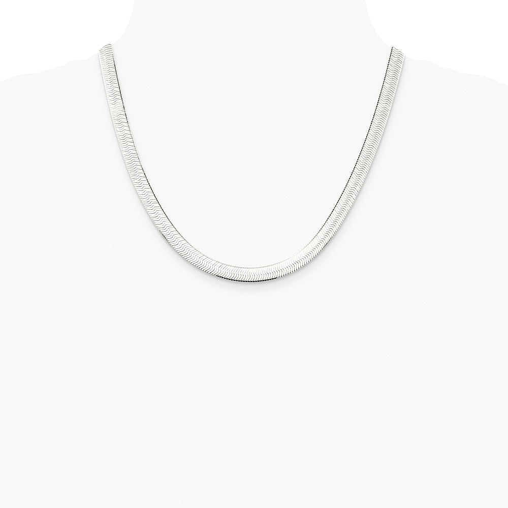 Sterling Silver Rhodium-plated 7.3mm Magic Herringbone Chain Necklace 16"-24" - Product Photo