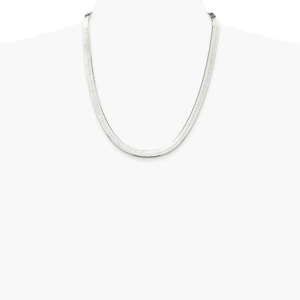 Sterling Silver Rhodium-plated 7.3mm Magic Herringbone Chain Necklace 16"-24" - Product Photo