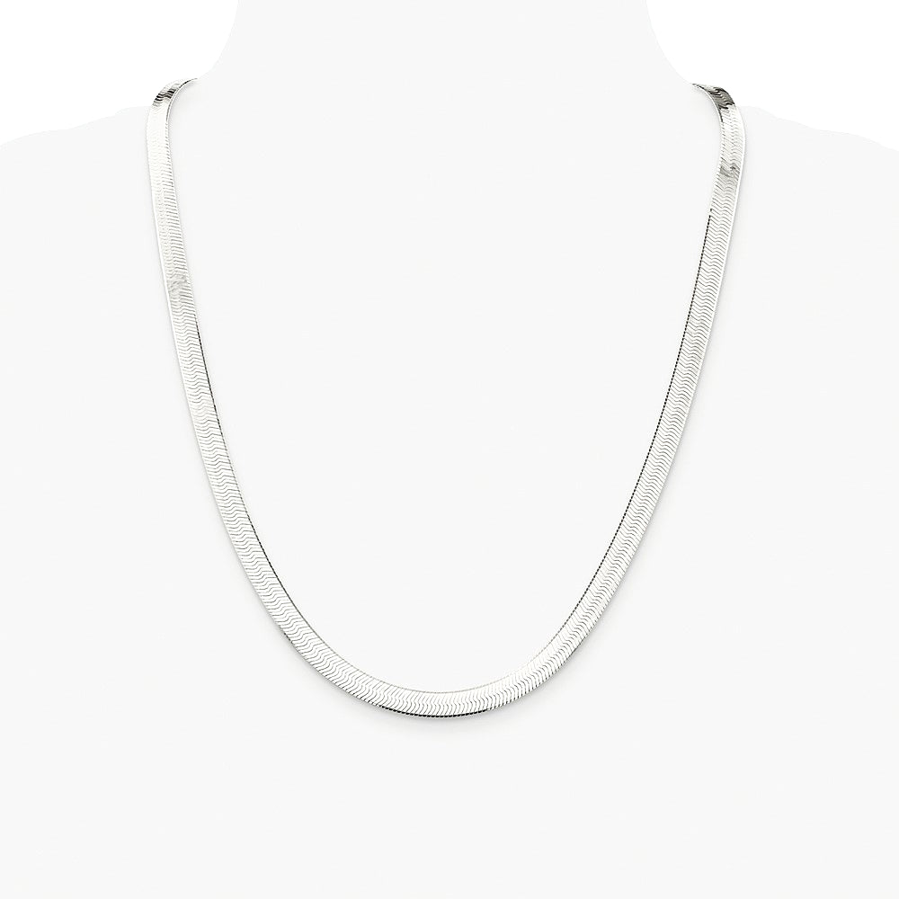 Sterling Silver Rhodium-plated 7.3mm Magic Herringbone Chain Necklace 16"-24" - Product Photo