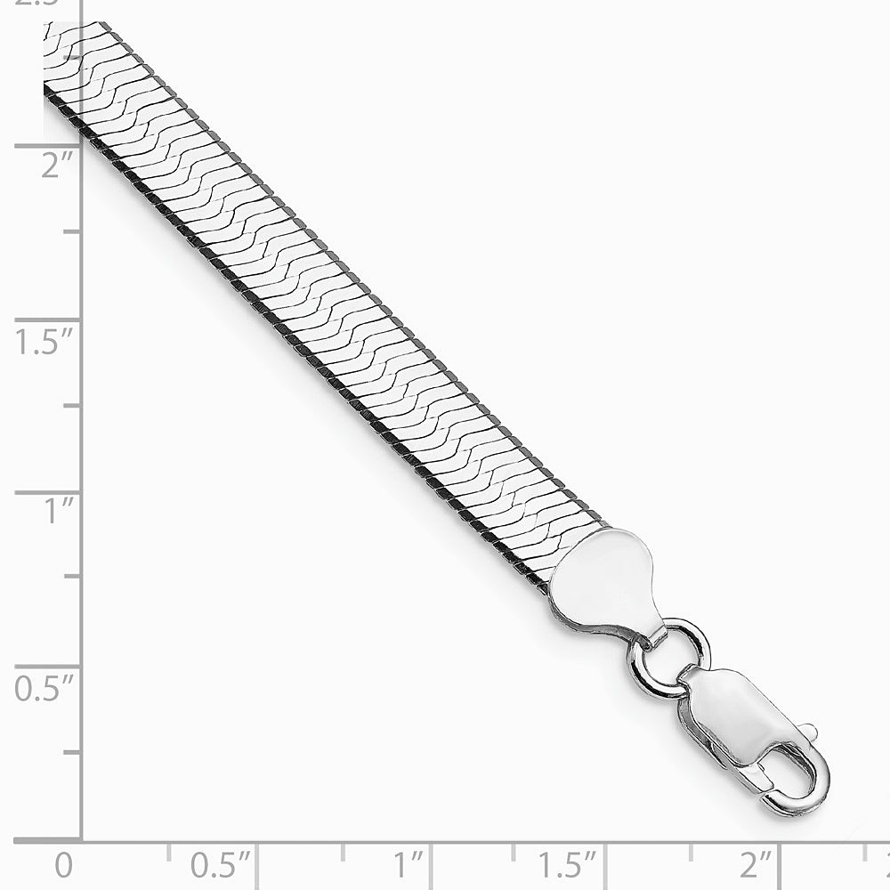 Sterling Silver Rhodium-plated 7.3mm Magic Herringbone Chain Bracelet 7"-8" - Product Photo