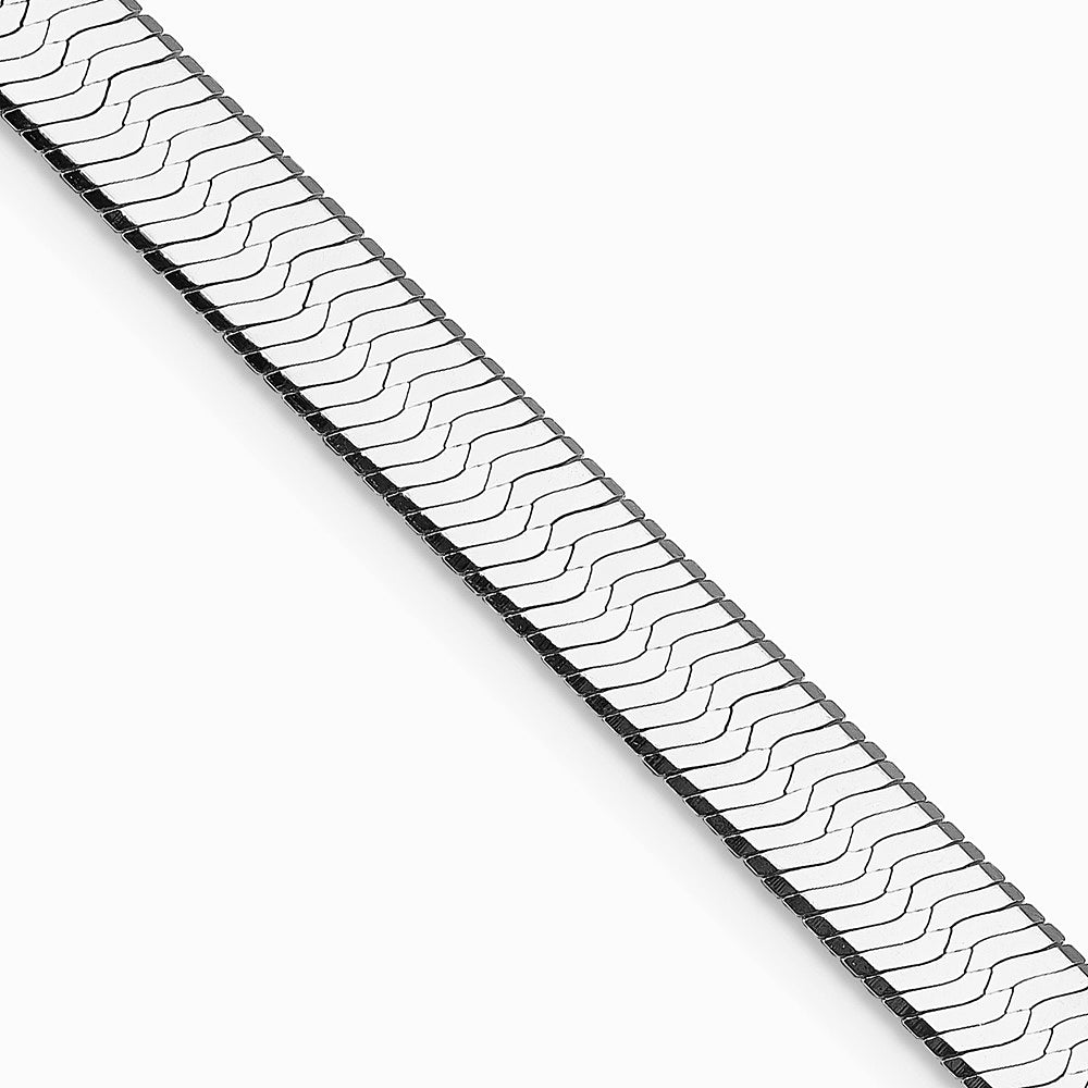Sterling Silver Rhodium-plated 7.3mm Magic Herringbone Chain Necklace 16"-24"