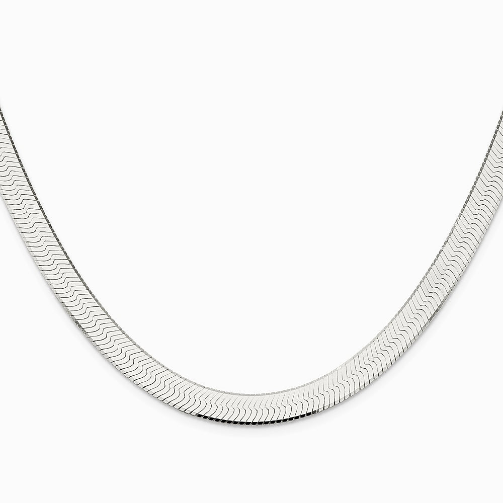 Sterling Silver Rhodium-plated 8mm Magic Herringbone Chain Necklace 18"-24" - Product Photo