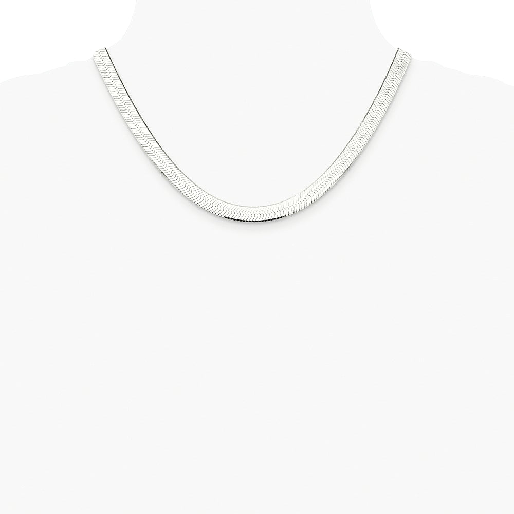 Sterling Silver Rhodium-plated 8mm Magic Herringbone Chain Necklace 18"-24" - Product Photo