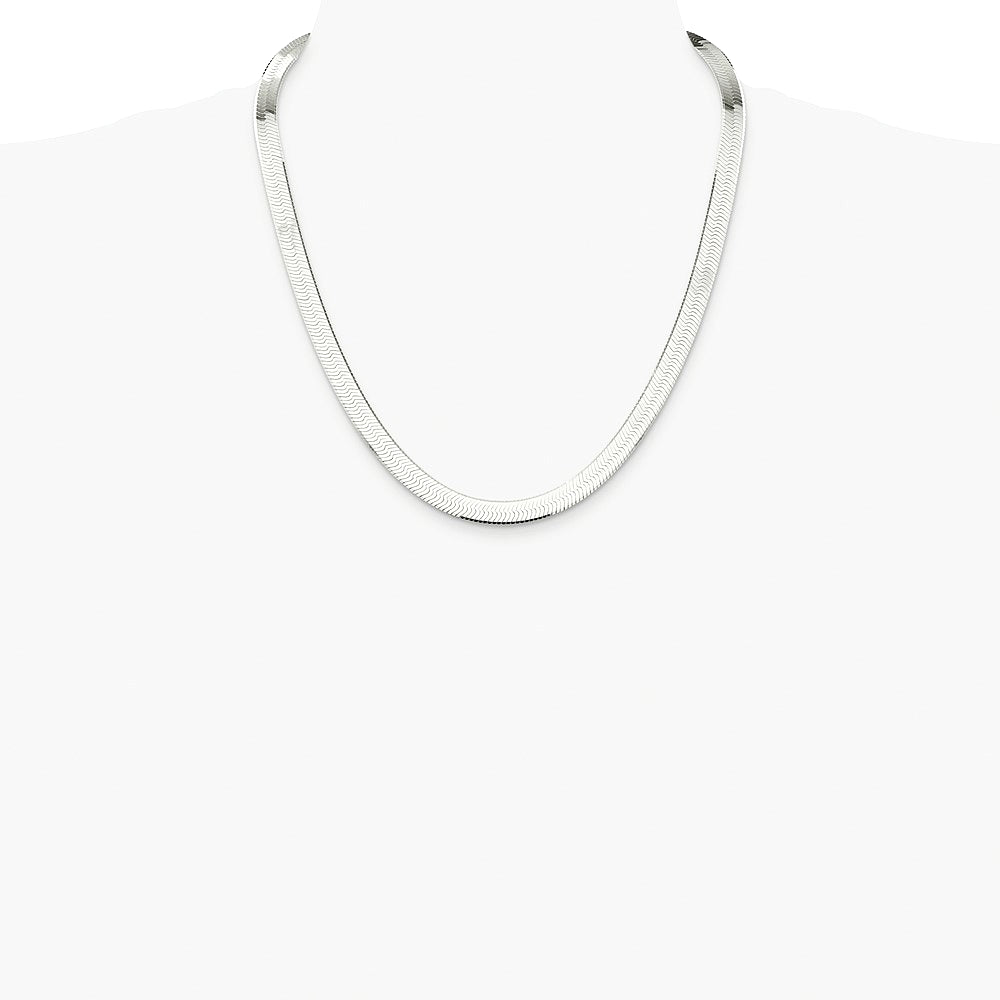 Sterling Silver Rhodium-plated 8mm Magic Herringbone Chain Necklace 18"-24" - Product Photo