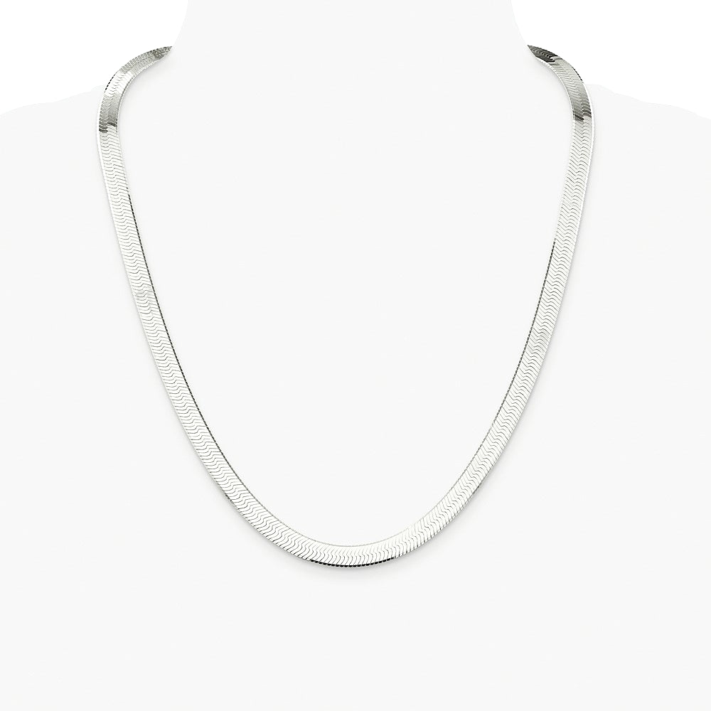 Sterling Silver Rhodium-plated 8mm Magic Herringbone Chain Necklace 18"-24" - Product Photo