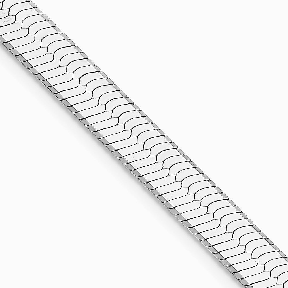 Sterling Silver Rhodium-plated 8mm Magic Herringbone Chain Necklace 18"-24"