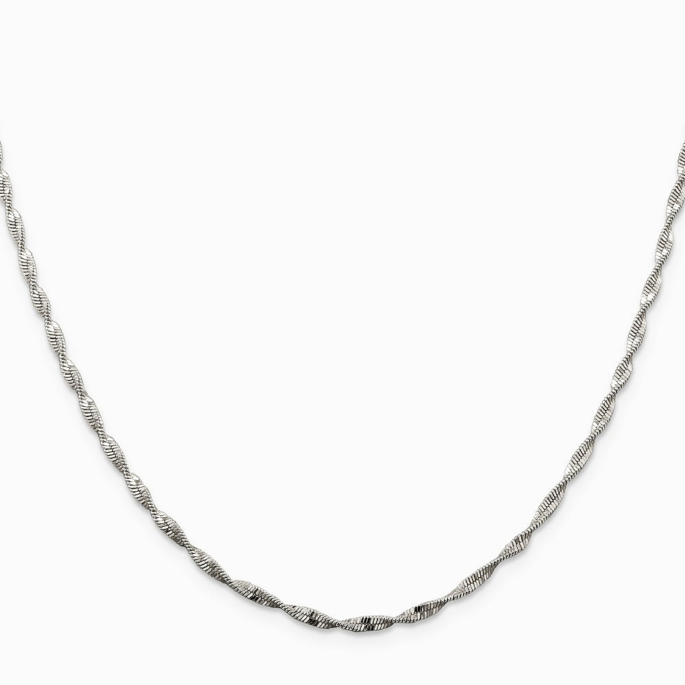 Sterling Silver 2mm Twisted Herringbone Chain Necklace 16"-24" - Product Photo
