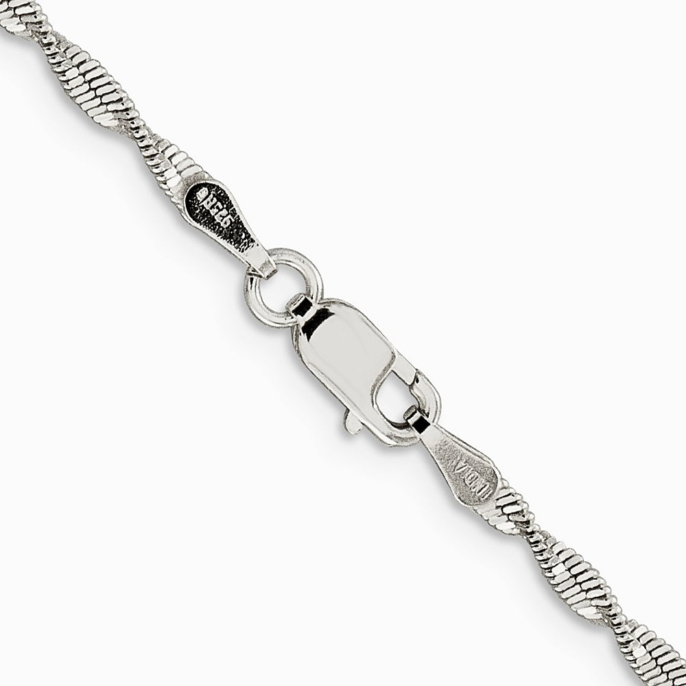 Sterling Silver 2mm Twisted Herringbone Chain Necklace 16"-24" - Product Photo