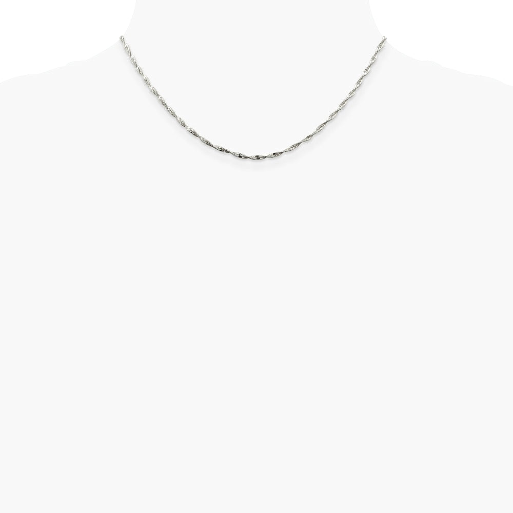Sterling Silver 2mm Twisted Herringbone Chain Necklace 16"-24" - Product Photo