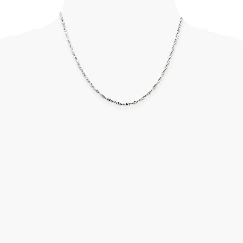 Sterling Silver 2mm Twisted Herringbone Chain Necklace 16"-24" - Product Photo