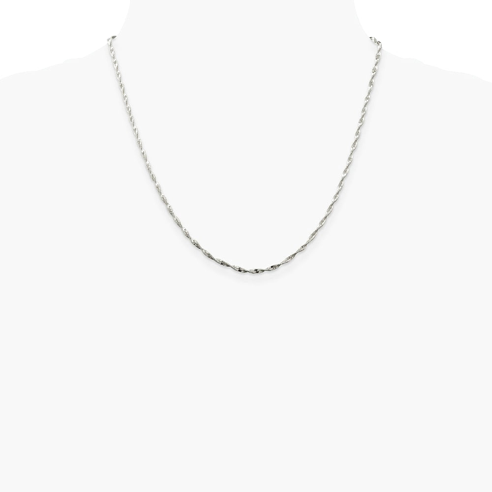 Sterling Silver 2mm Twisted Herringbone Chain Necklace 16"-24" - Product Photo