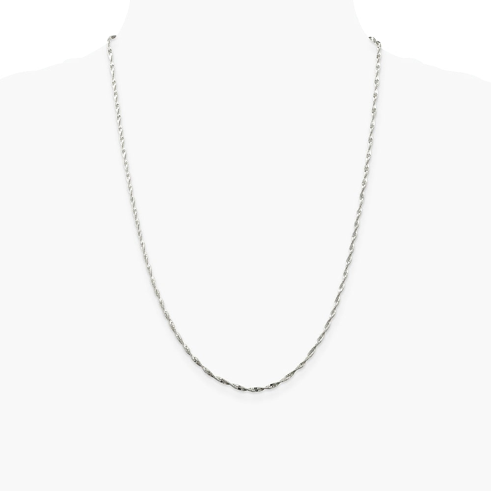 Sterling Silver 2mm Twisted Herringbone Chain Necklace 16"-24" - Product Photo
