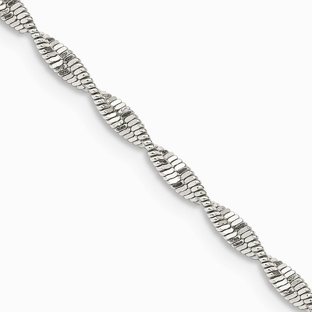 Sterling Silver 2mm Twisted Herringbone Chain Necklace 16"-24"