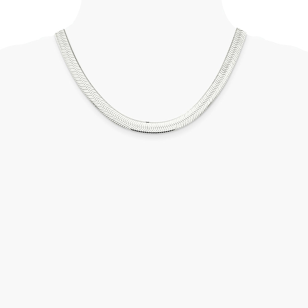 Sterling Silver 8.75mm Magic Herringbone Chain Necklace 18"-24" - Product Photo