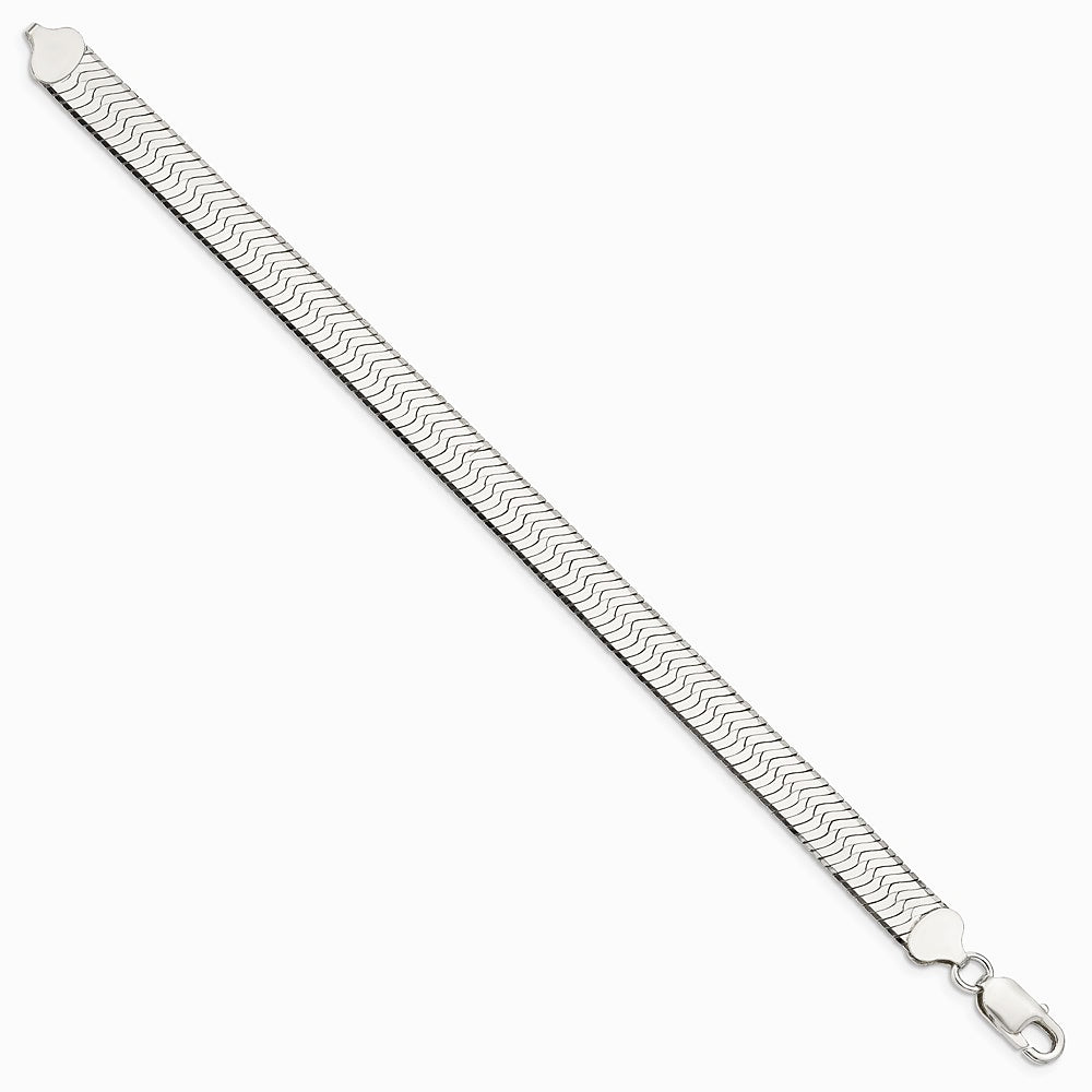 Sterling Silver 8.75mm Magic Herringbone Chain Bracelet 7"-8" - Product Photo