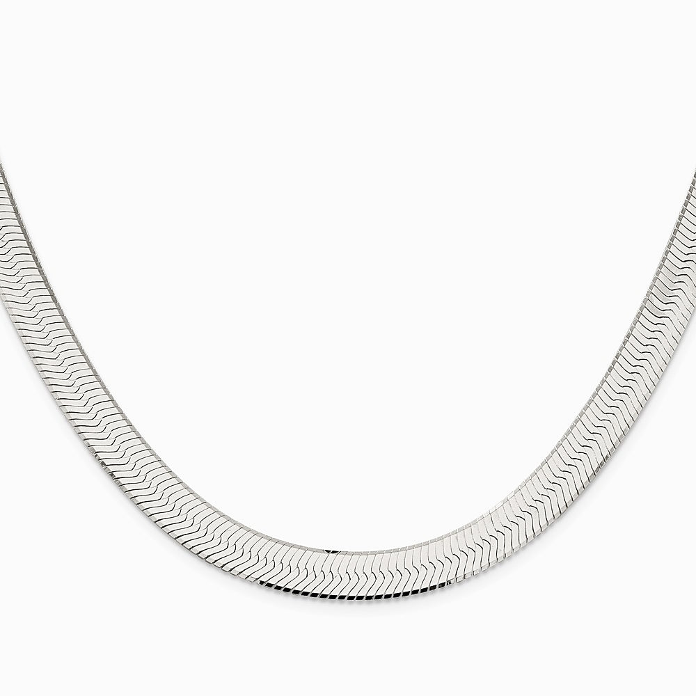 Sterling Silver Rhodium-plated 8.75mm Magic Herringbone Chain Necklace 18"-24" - Product Photo