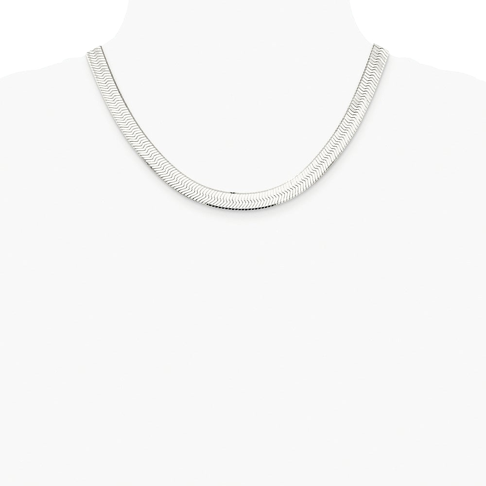Sterling Silver Rhodium-plated 8.75mm Magic Herringbone Chain Necklace 18"-24" - Product Photo