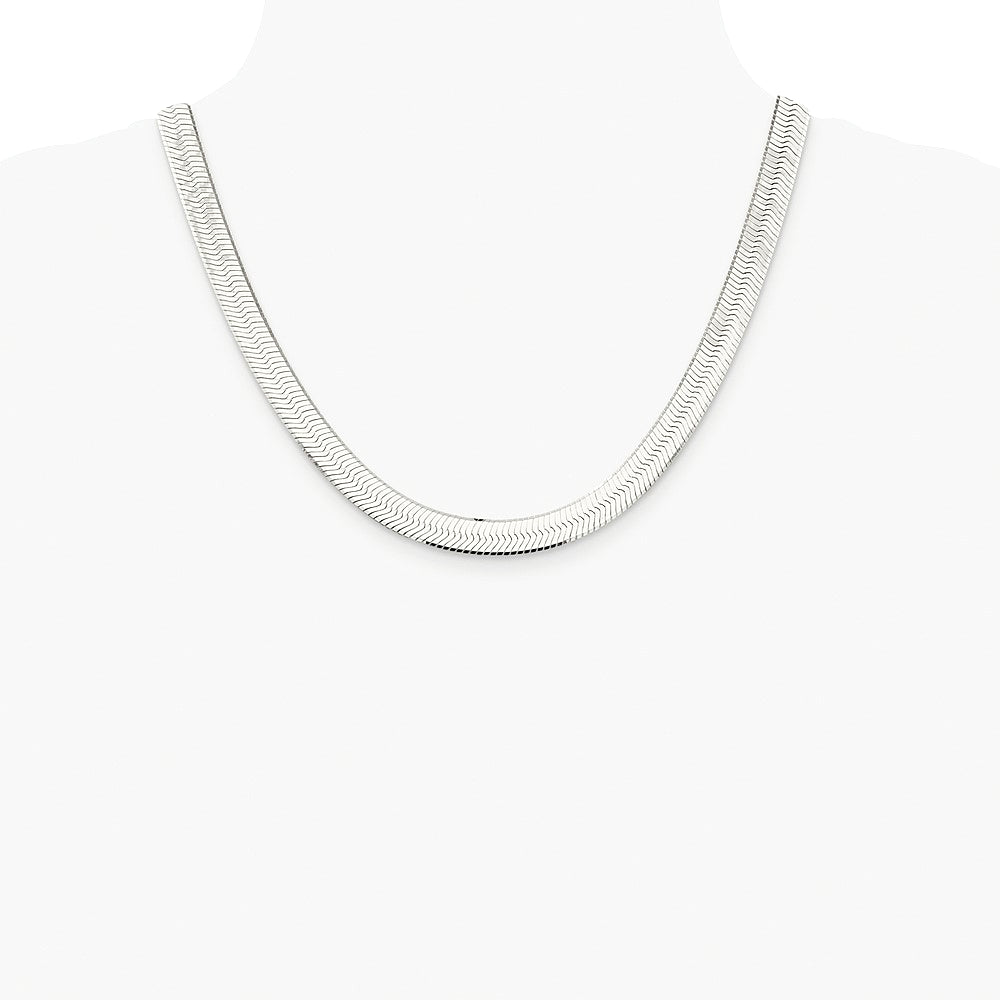 Sterling Silver Rhodium-plated 8.75mm Magic Herringbone Chain Necklace 18"-24" - Product Photo