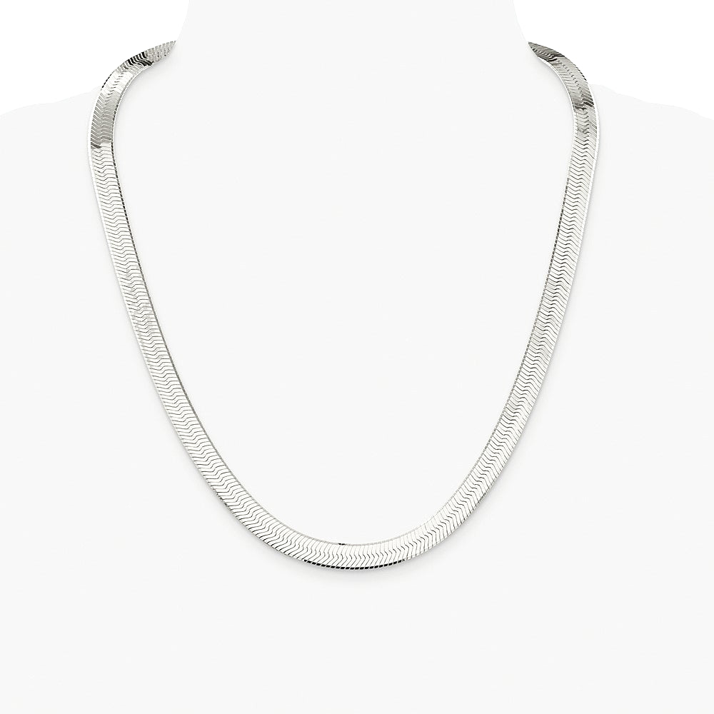 Sterling Silver Rhodium-plated 8.75mm Magic Herringbone Chain Necklace 18"-24" - Product Photo