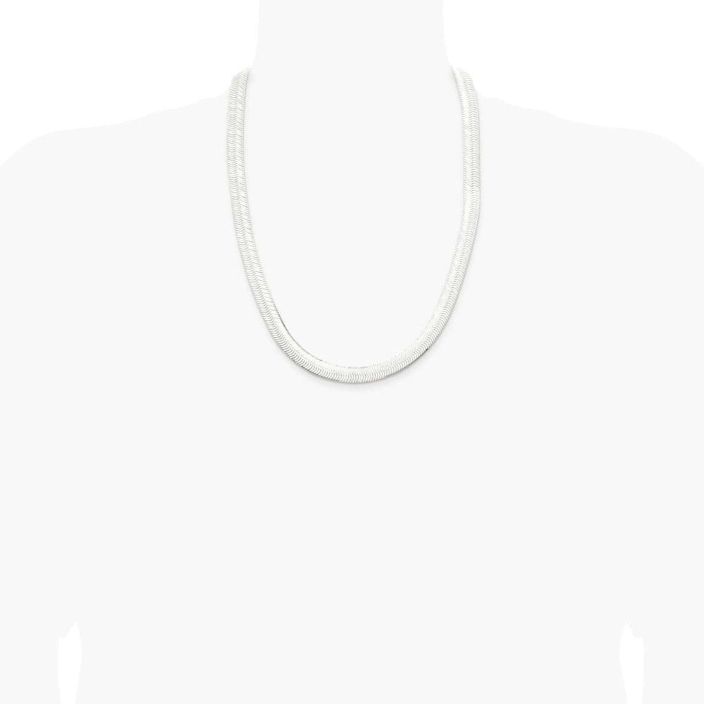 Sterling Silver 10.5mm Magic Herringbone Chain Necklace 18"-24" - Product Photo