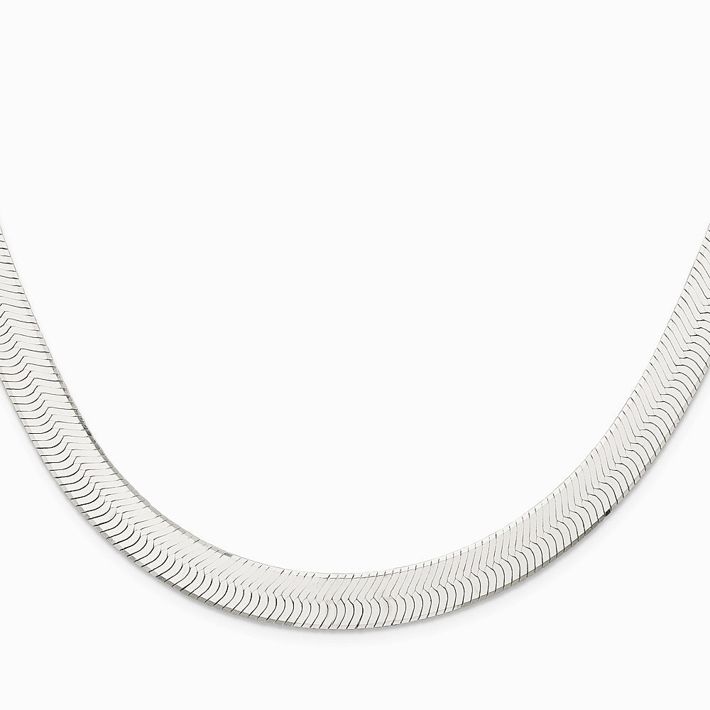 Sterling Silver Rhodium-plated 10.5mm Magic Herringbone Chain Necklace 18"-24" - Product Photo