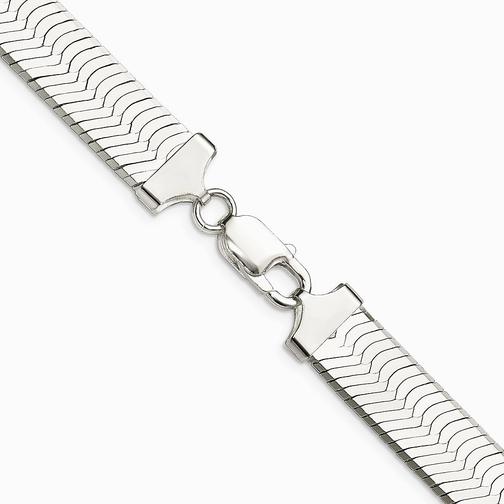 Sterling Silver Rhodium-plated 10.5mm Magic Herringbone Chain Necklace 18"-24" - Product Photo