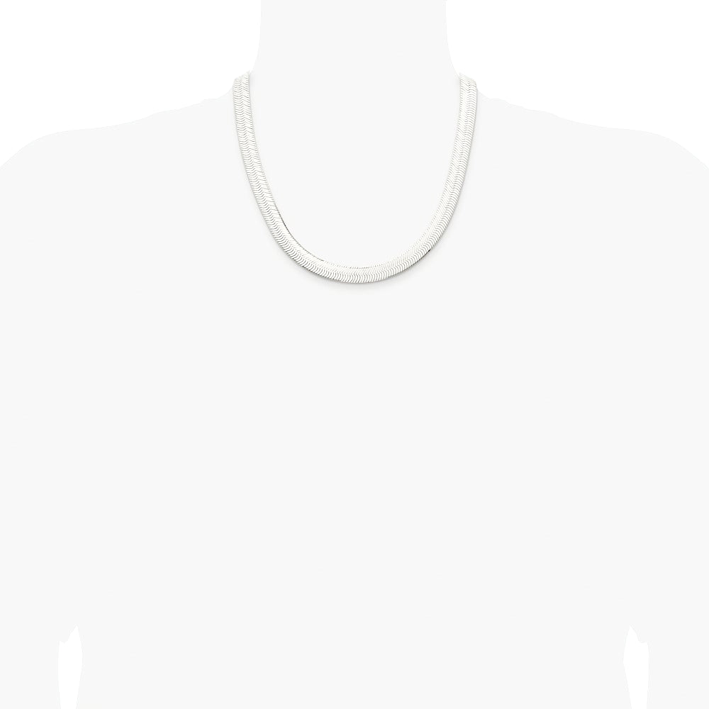 Sterling Silver Rhodium-plated 10.5mm Magic Herringbone Chain Necklace 18"-24" - Product Photo