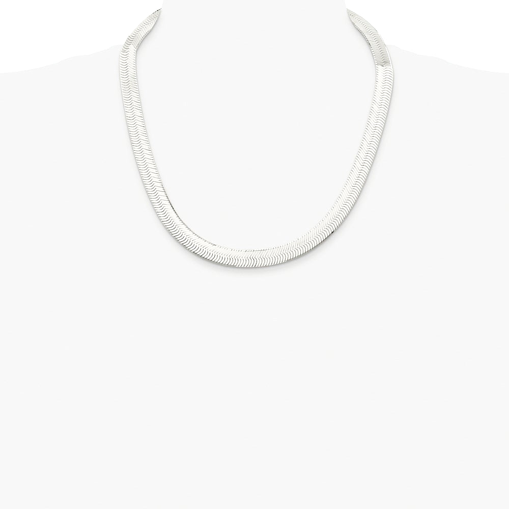 Sterling Silver Rhodium-plated 10.5mm Magic Herringbone Chain Necklace 18"-24" - Product Photo