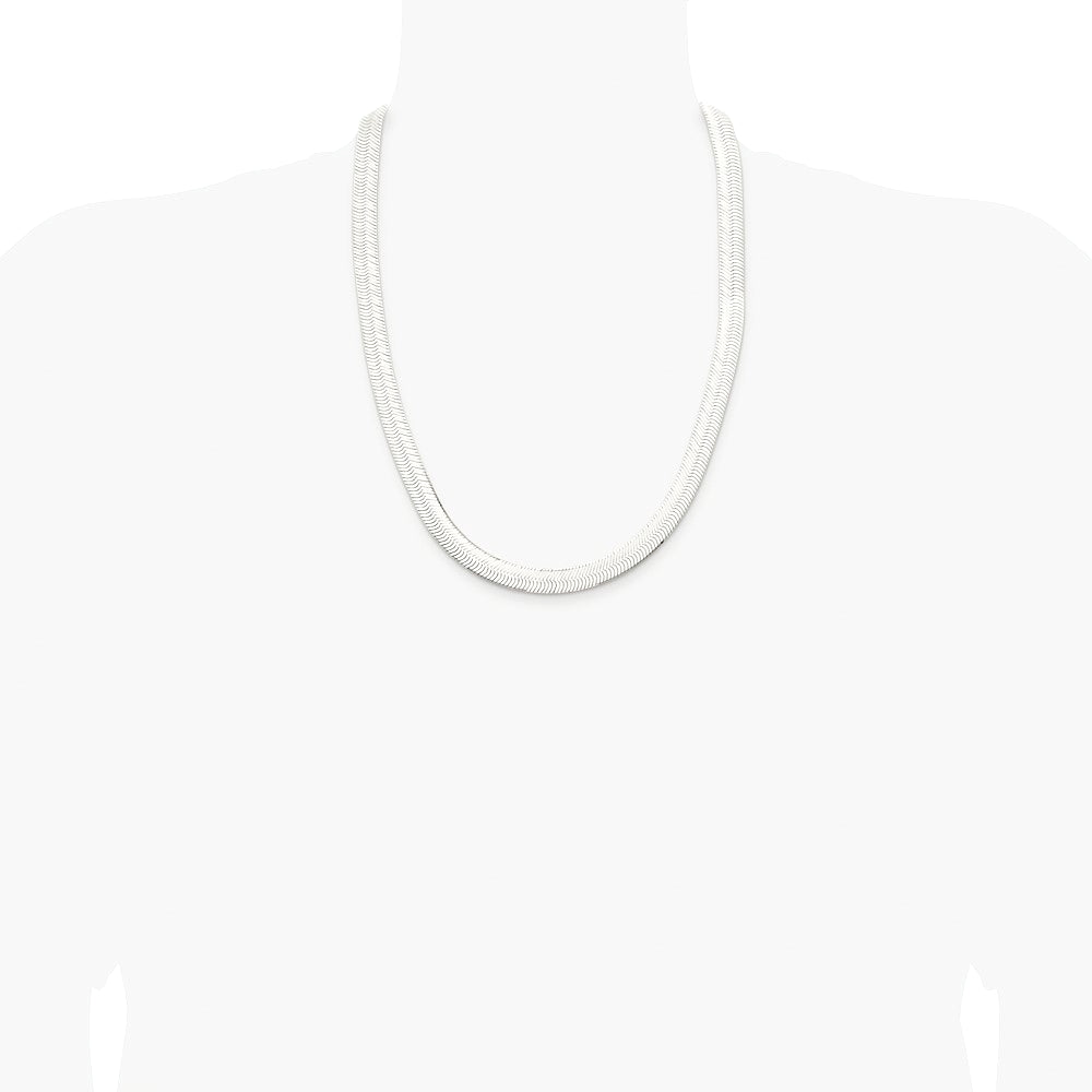 Sterling Silver Rhodium-plated 10.5mm Magic Herringbone Chain Necklace 18"-24" - Product Photo