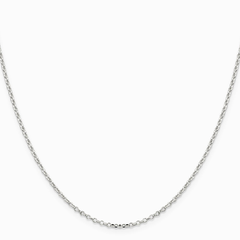Sterling Silver 1.75mm Diamond-cut Rolo Cable Chain Necklace 16"-30" - Product Photo