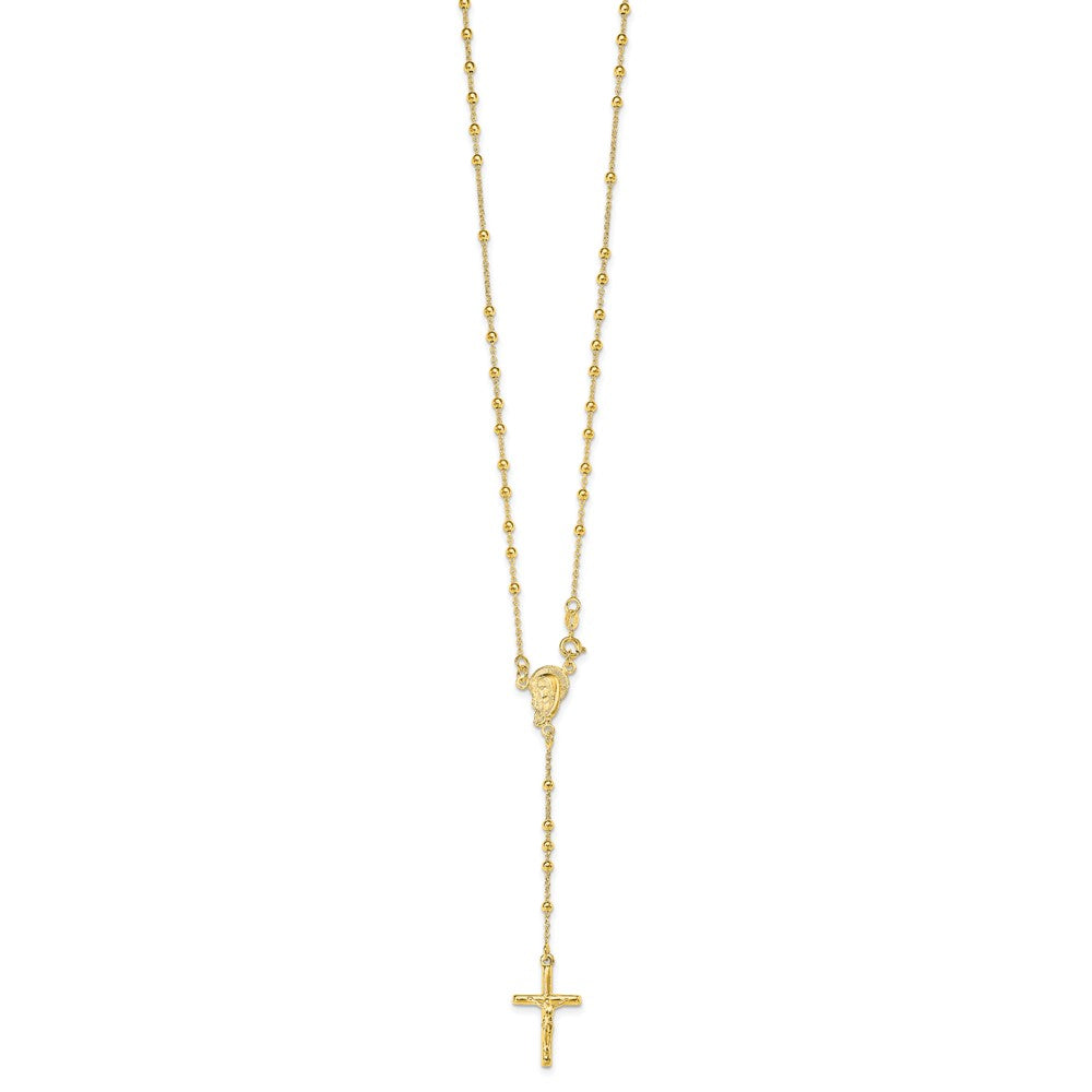 Sterling Silver Gold-plated Polished Bead Rosary 18 inch Necklace - Product Photo
