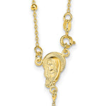 Sterling Silver Gold-plated Polished Bead Rosary 18 inch Necklace - Product Photo