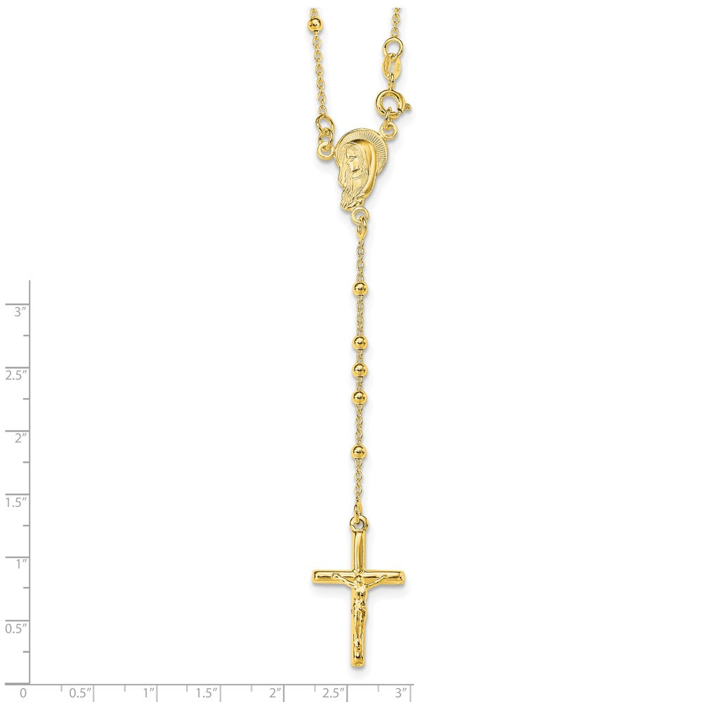 Sterling Silver Gold-plated Polished Bead Rosary 18 inch Necklace - Product Photo