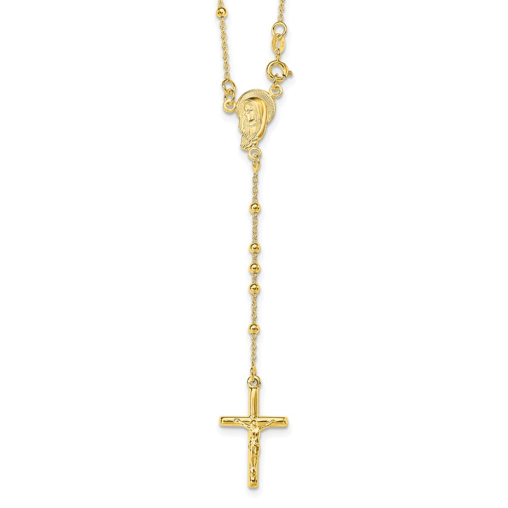 Sterling Silver Gold-plated Polished Bead Rosary 18 inch Necklace - Product Photo