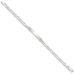 Sterling Silver 7inch Engraveable Figaro Link ID Bracelet - Product Photo