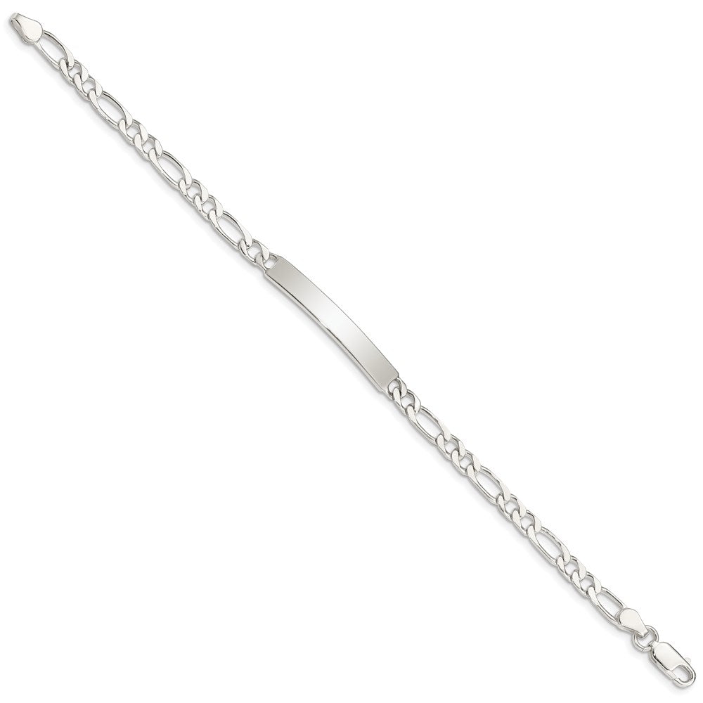 Sterling Silver 7inch Engraveable Figaro Link ID Bracelet - Product Photo