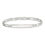 Sterling Silver 7inch Engraveable Figaro Link ID Bracelet - Product Photo