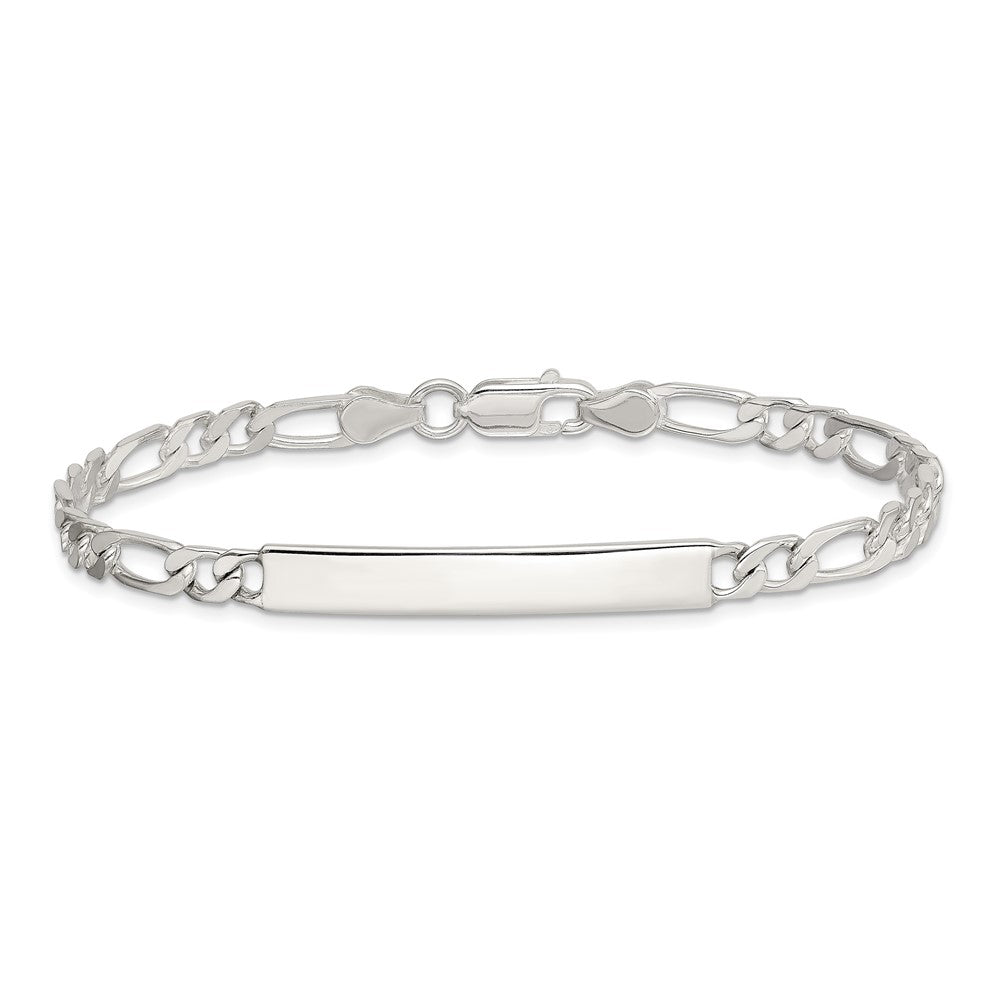 Sterling Silver 7inch Engraveable Figaro Link ID Bracelet - Product Photo