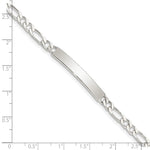 Sterling Silver 7inch Engraveable Figaro Link ID Bracelet - Product Photo