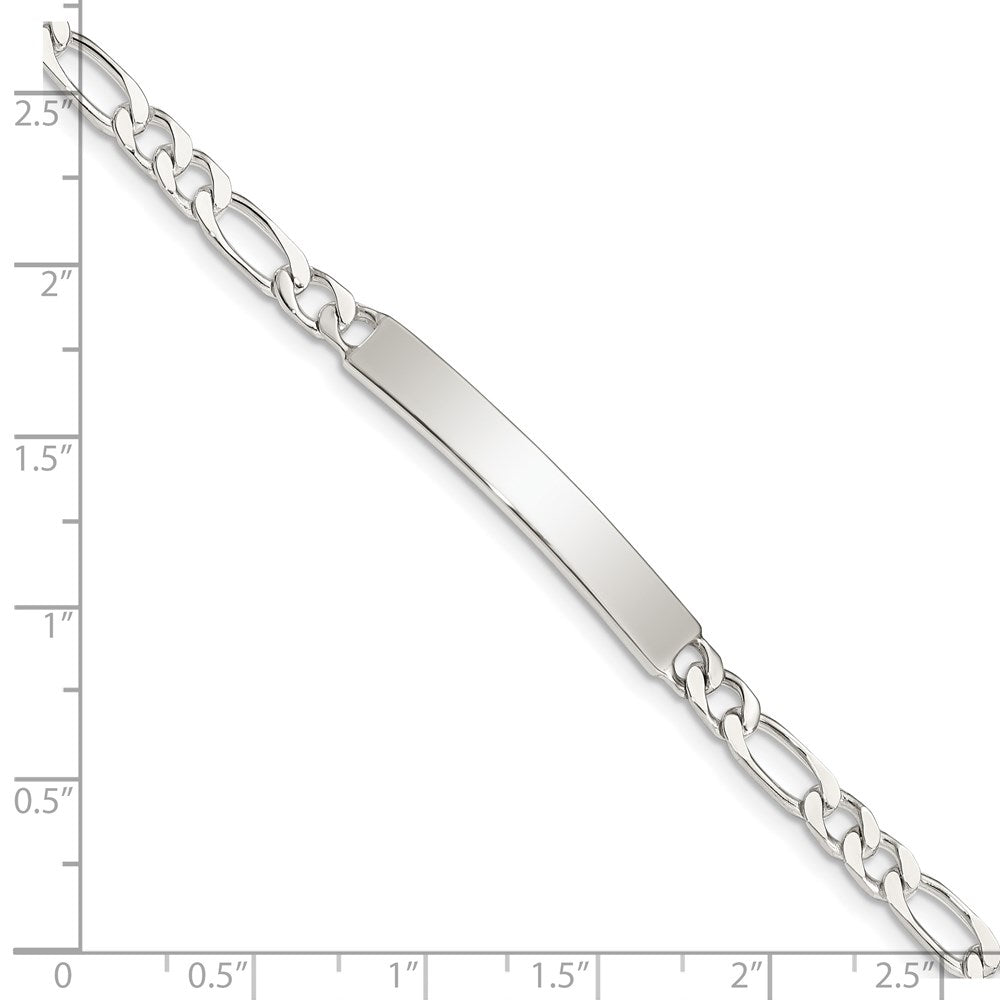 Sterling Silver 7inch Engraveable Figaro Link ID Bracelet - Product Photo
