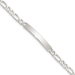 Sterling Silver 7inch Engraveable Figaro Link ID Bracelet - Product Photo