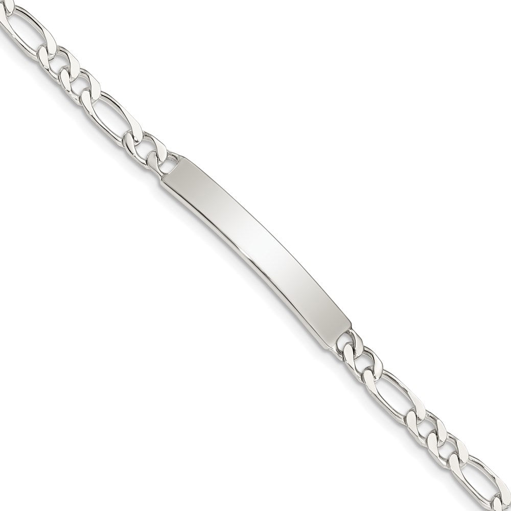 Sterling Silver 7inch Engraveable Figaro Link ID Bracelet - Product Photo