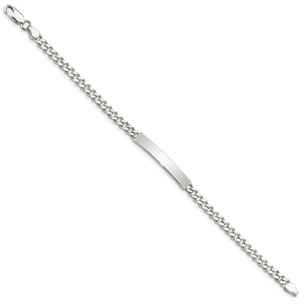 Sterling Silver Polished Engraveable Curb Link ID Bracelet - Product Photo
