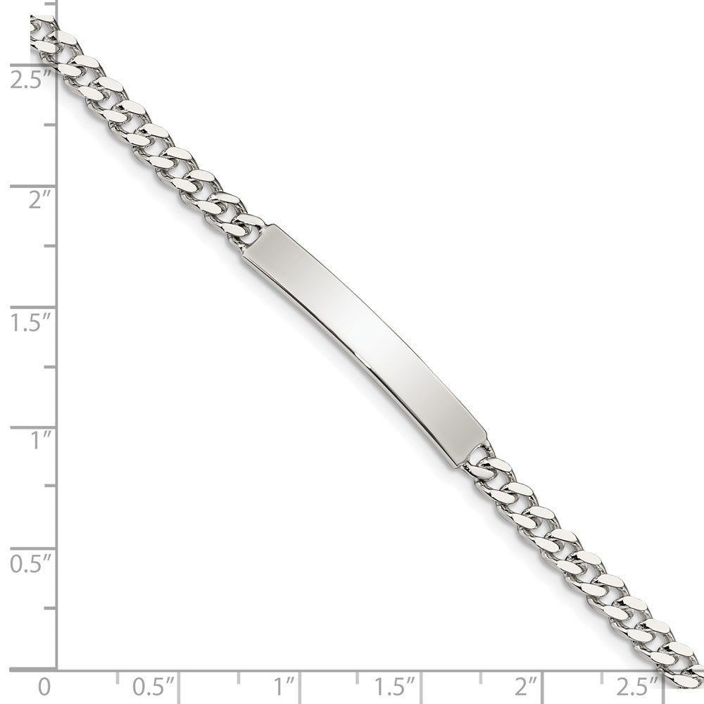 Sterling Silver Polished Engraveable Curb Link ID Bracelet - Product Photo