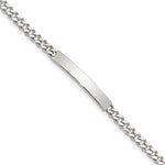 Sterling Silver Polished Engraveable Curb Link ID Bracelet - Product Photo