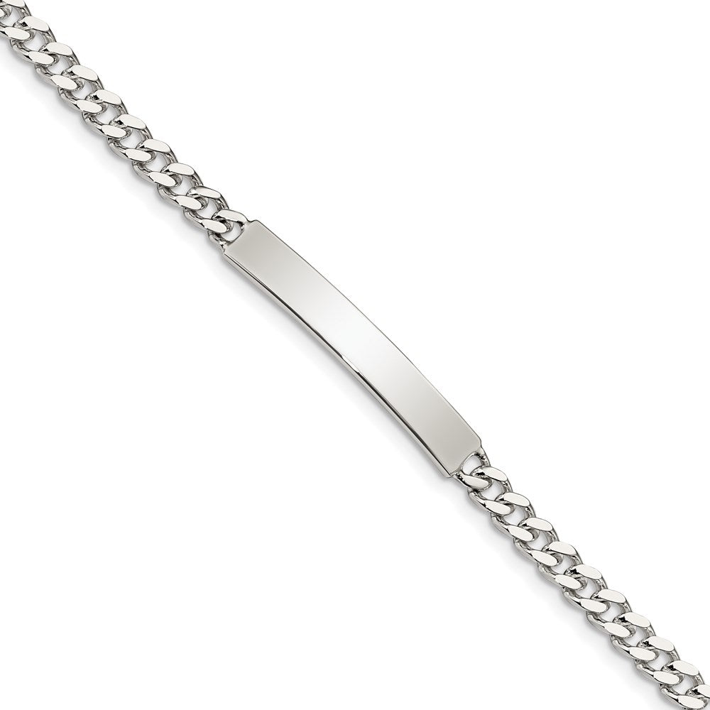Sterling Silver Polished Engraveable Curb Link ID Bracelet - Product Photo