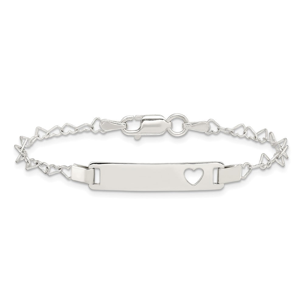 Sterling Silver Heart Baby ID Bracelet - Product Photo