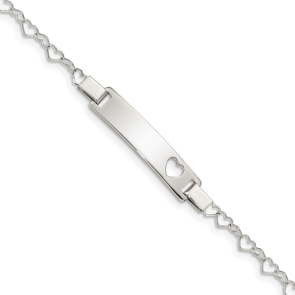 Sterling Silver Heart Baby ID Bracelet - Product Photo