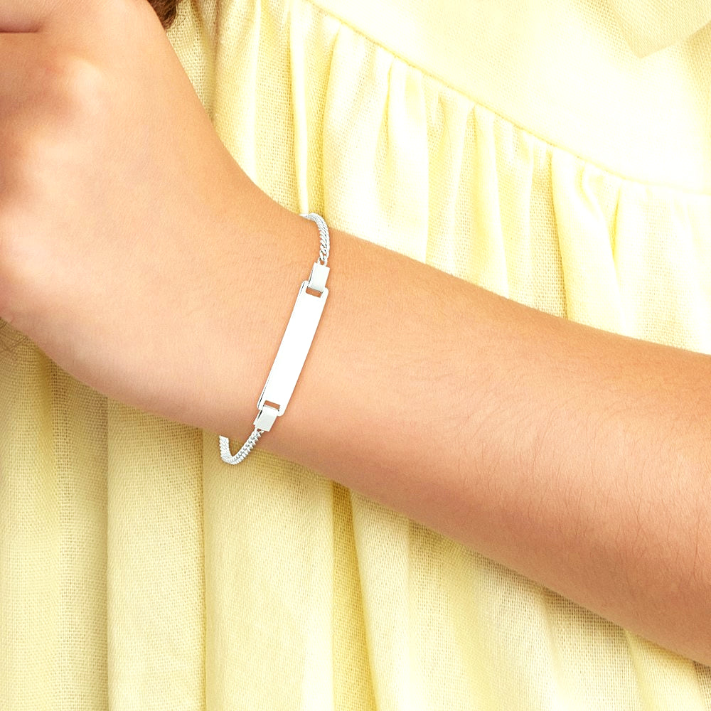 Sterling Silver Adjustable Baby ID Bracelet - Product Photo