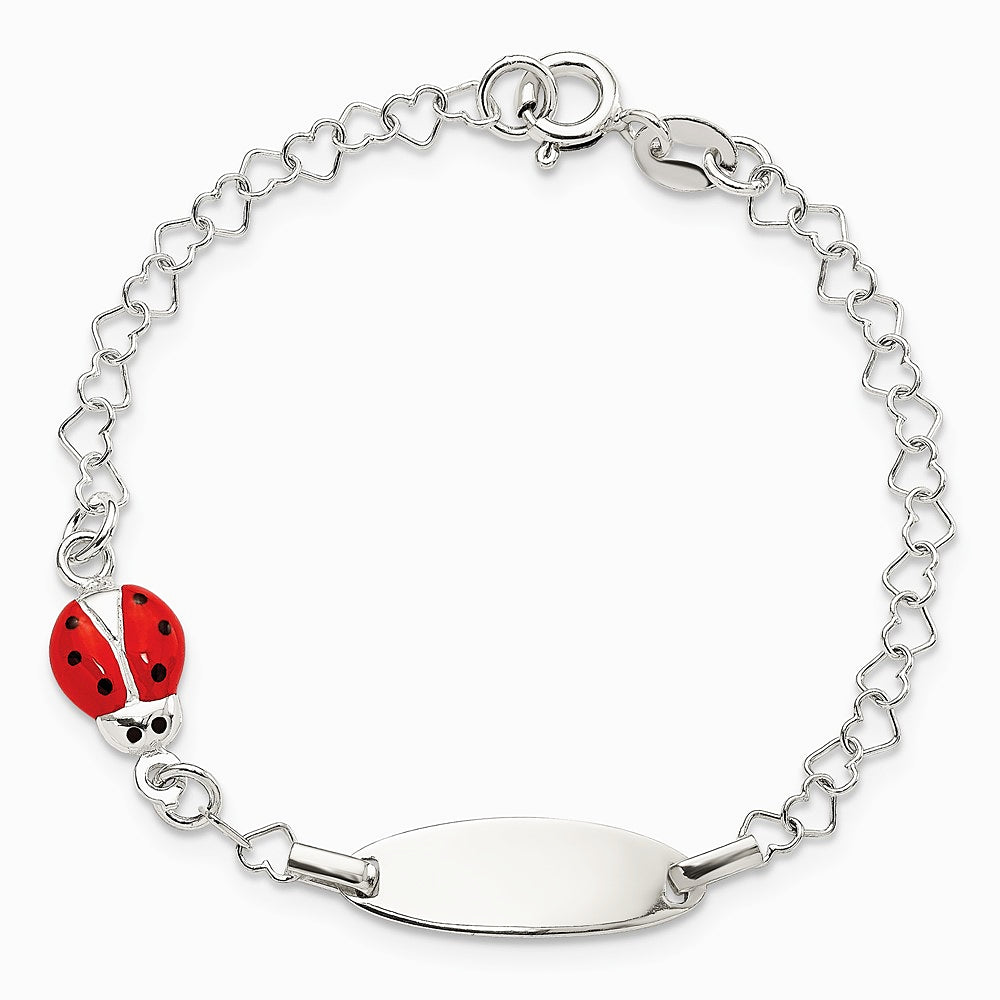 Sterling Silver Polished Lady Bug Baby Engraveable ID Bracelet - Product Photo